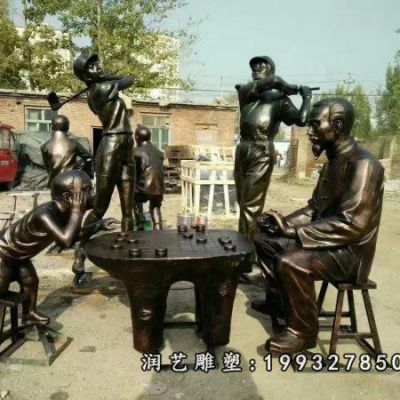 企业下棋人物铜雕 