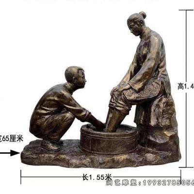 草坪洗脚孝顺人物铜雕 (5)