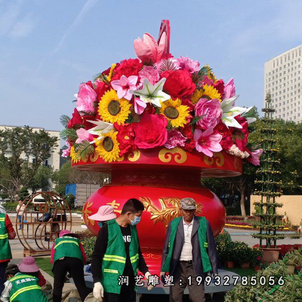 公司不锈钢花篮景观雕塑