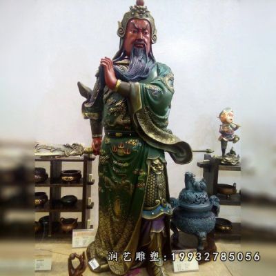 小区关公人物铜雕 